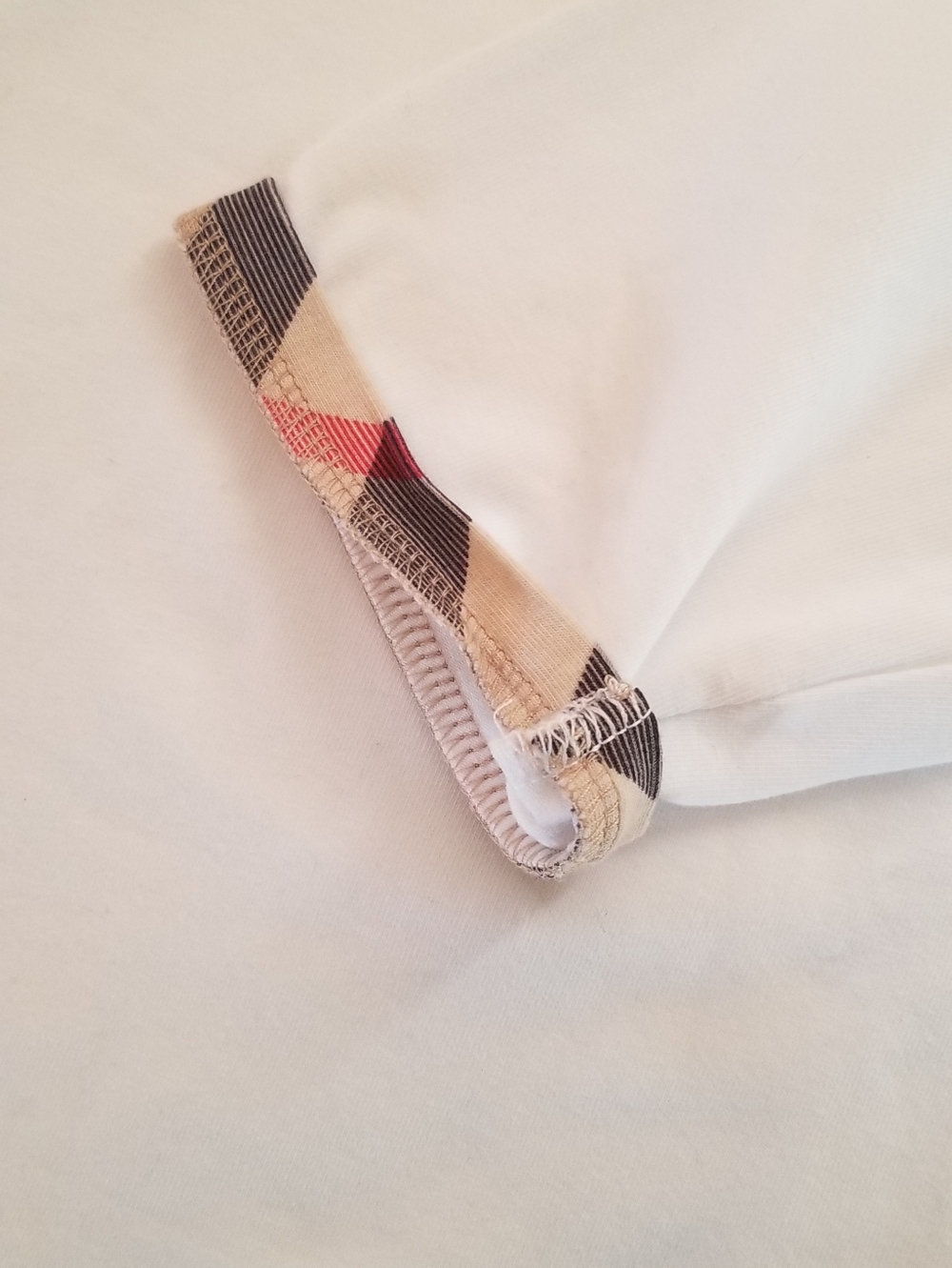 Burberry London White Cotton Top Nova Check Trim 3/4 Sleeve Size M - Picture 8 of 16